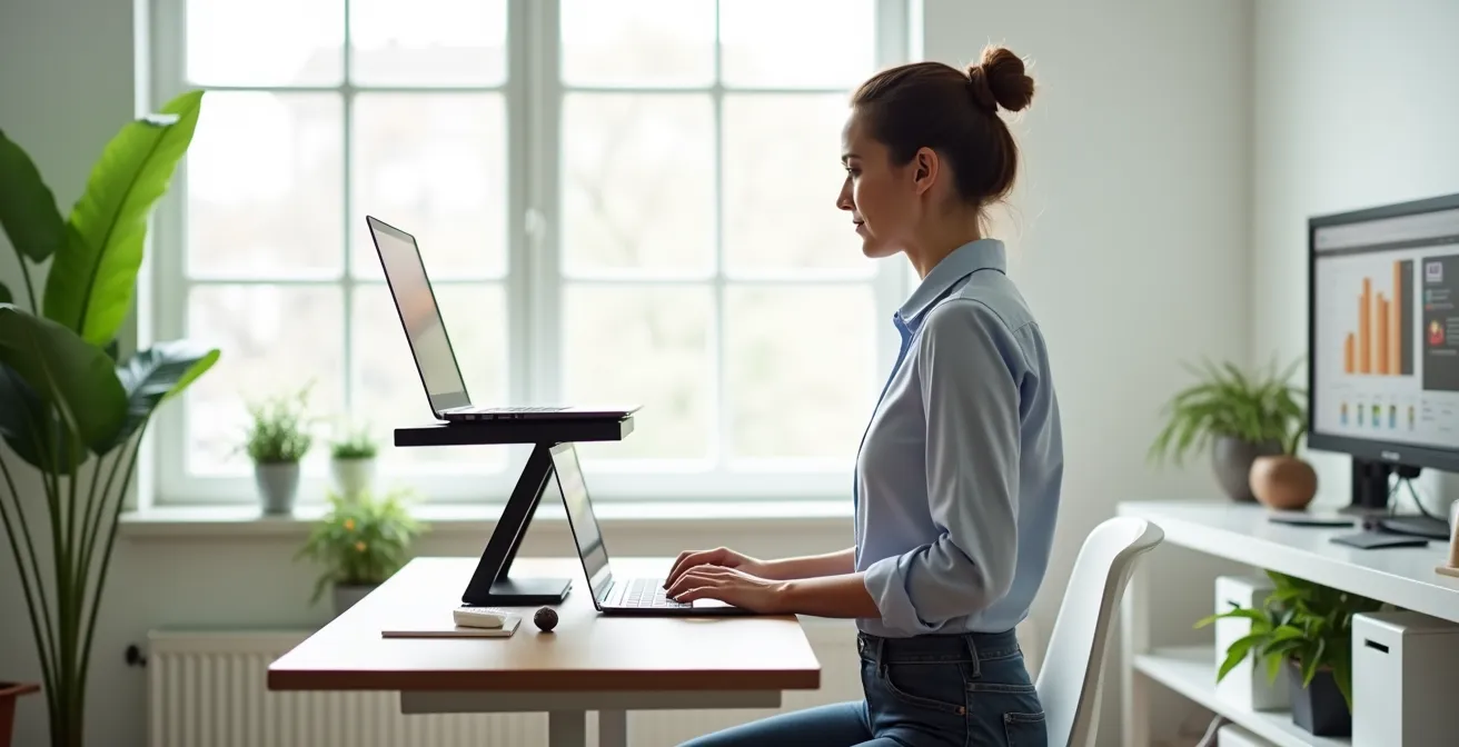 Professional demonstrating optimal camera positioning for video negotiations