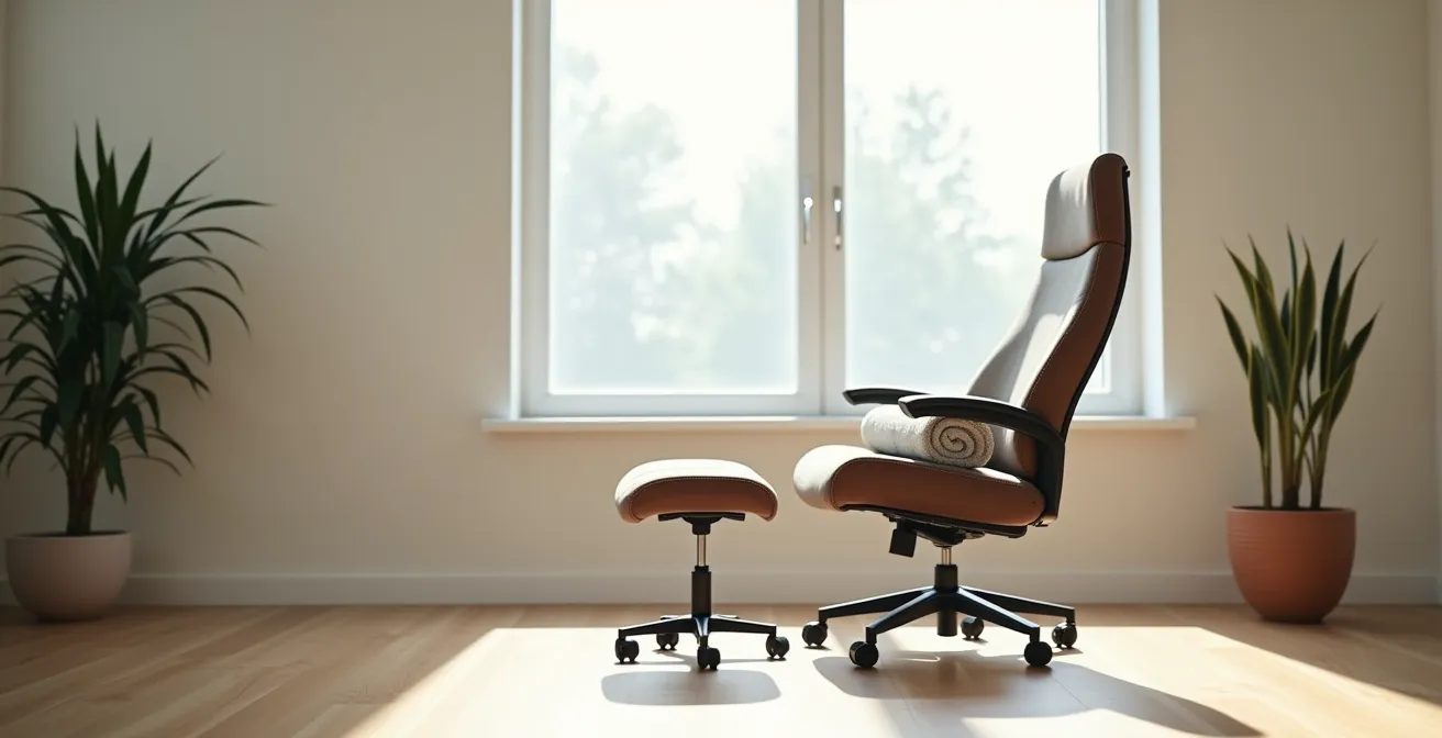 Proper meditation posture setup on an office chair