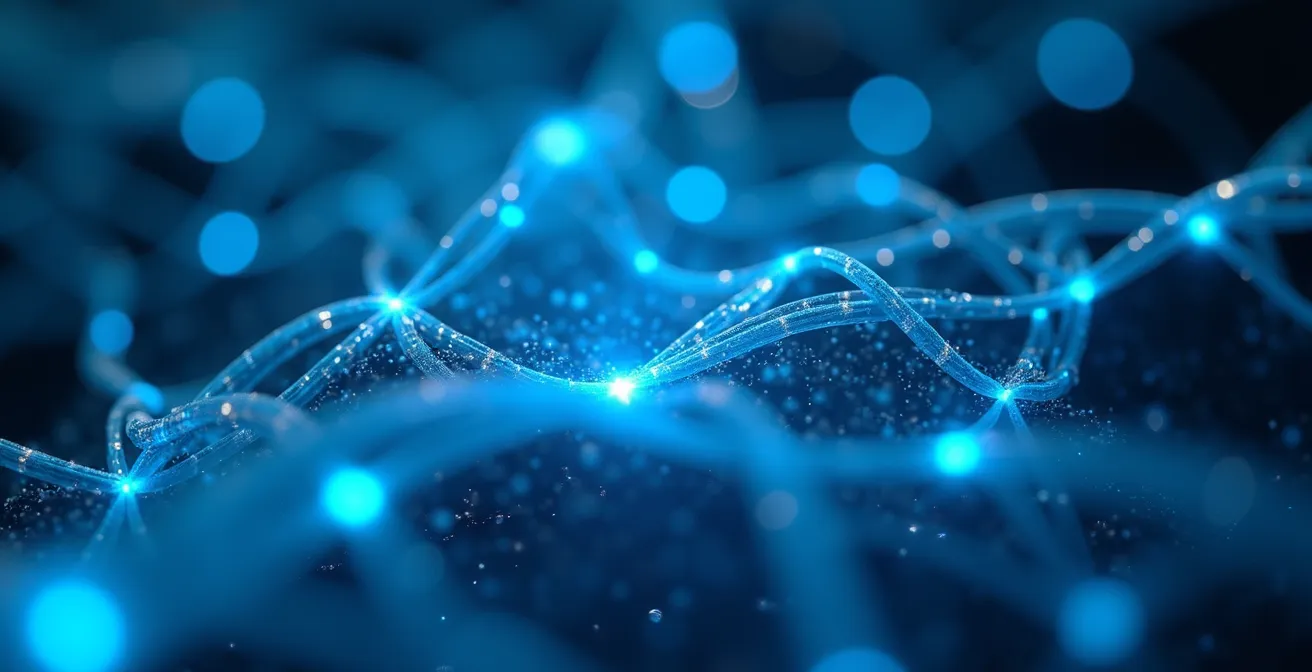 Close-up visualization of neural connections strengthening over time through spaced learning intervals