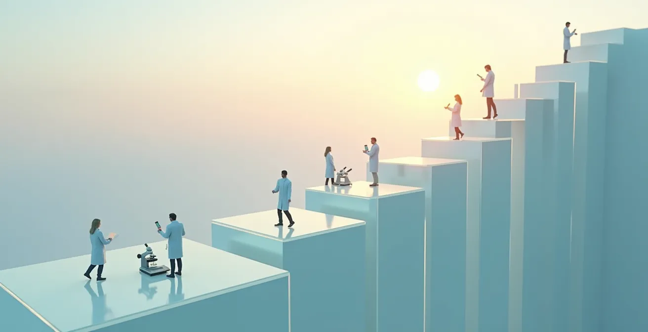 Visual representation of the long journey from laboratory research to patient treatment